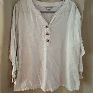 Christopher & Banks White Blouse with Button Detail